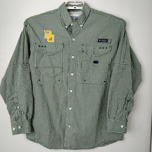 Columbia Mens PFG BU Full Button Green White Long